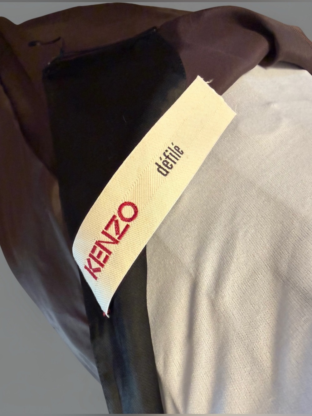 Vintage KENZO Defile Runway 100% Silk Halter Maxi Dress Brown Black Colorblock 8 - Picture 8 of 8